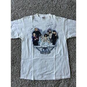 Vintage 1997 AEROSMITH Nine Lives Tour T-Shirt Rock Band Size XL Autographed*